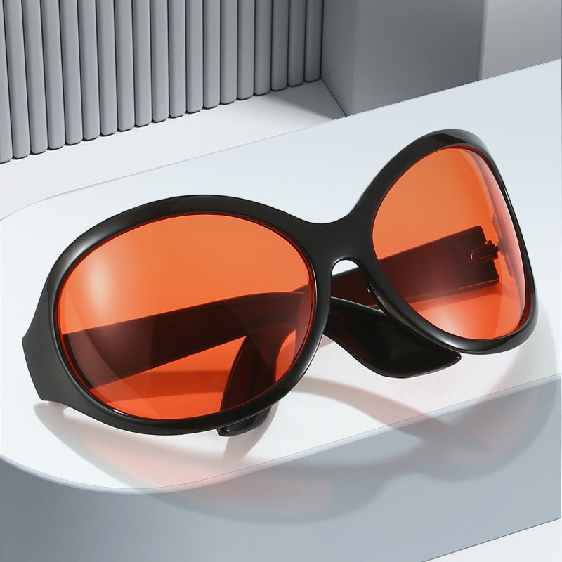 Gafas de sol de PC deportivas a prueba de viento con marco grande ovalado al por mayor para hombres y mujeres